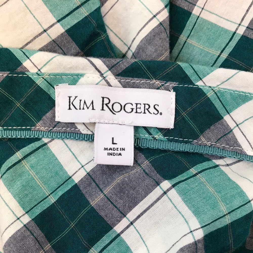 Kim Rogers Green & Blue Plaid Button Up Shirt LG - Picture 6 of 9